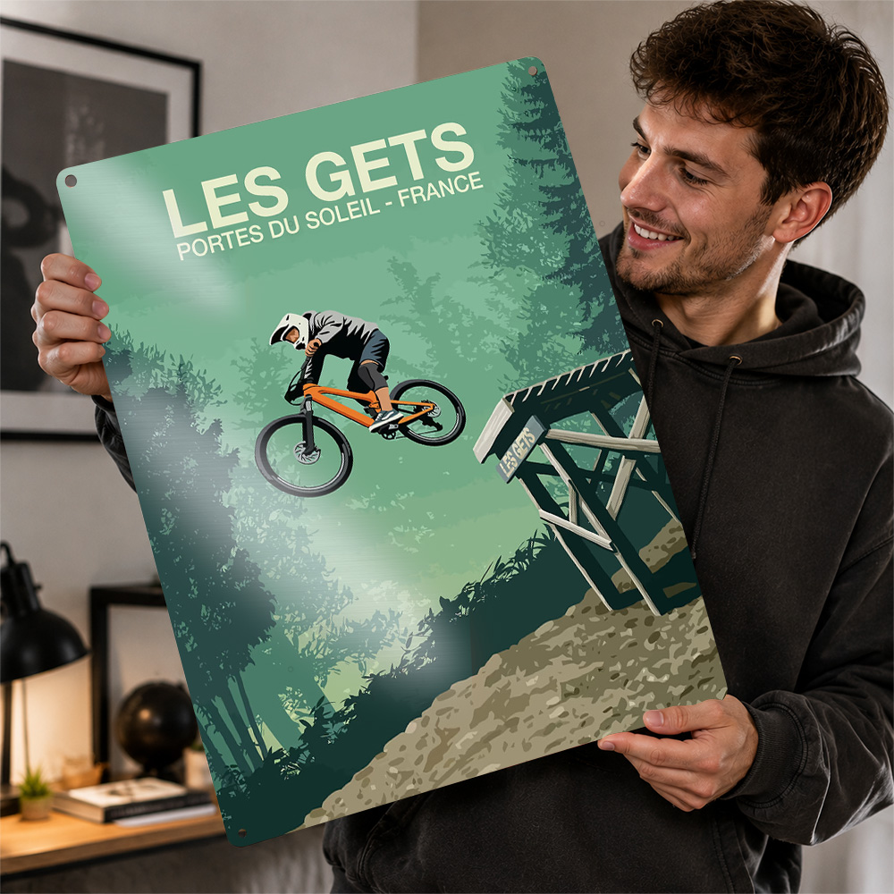 Mountain Biking Europe - Les Gets Mountainbike Jump Gedrukte Poster