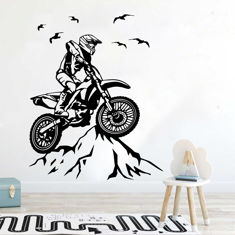 Mountain Biking Europe - Crossmotor berg muursticker speelkamer motor motorcross